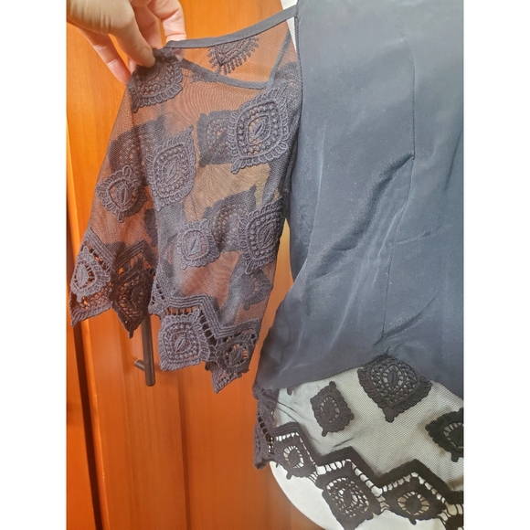 Gypsy 05 boho silk embroidered cold shoulder peasant blouse/top S - Picture 5 of 5